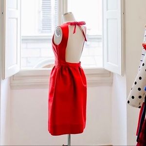 Suite Backless Red Silk Wool Alice Dress